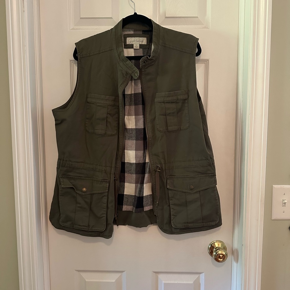 Gander Mountain Guide Series Olive Plaid Lined Vest